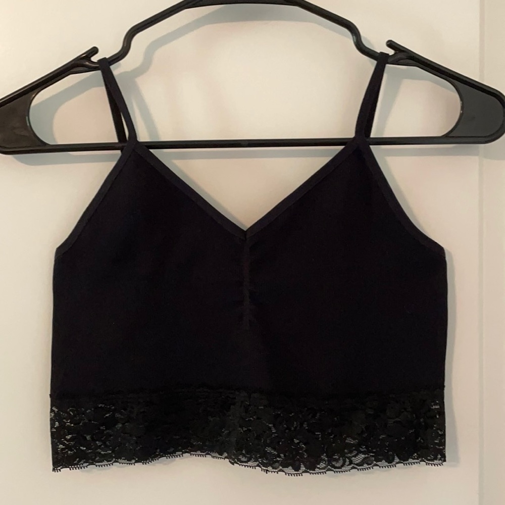 lacy super cropped ribbed tank top
